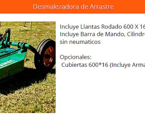 Desmalezadora de Arrastre 2 Metros(da 200) Agromec