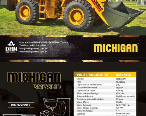 Pala Frontal Michigan Bm75hd- 3000kg