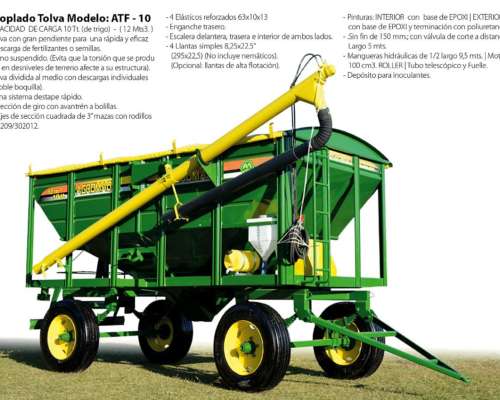 Acoplado Tolva 10 TN. 12 Mts3. - con sin Fin - Semillera