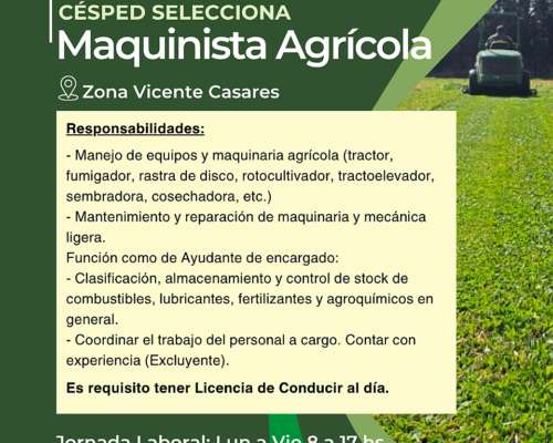 Búsqueda Laboral: Maquinista Agrícola