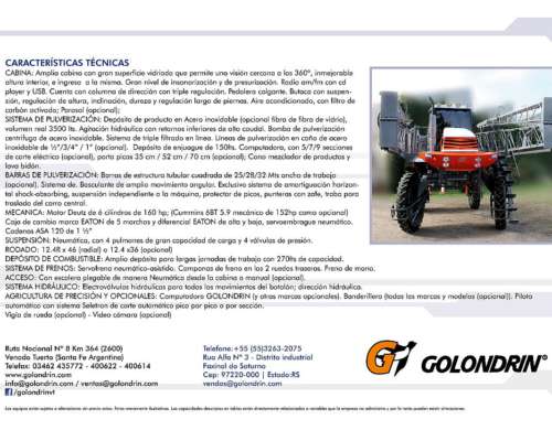 Pulverizador Autopropulsado Golondrin GTI 35-26
