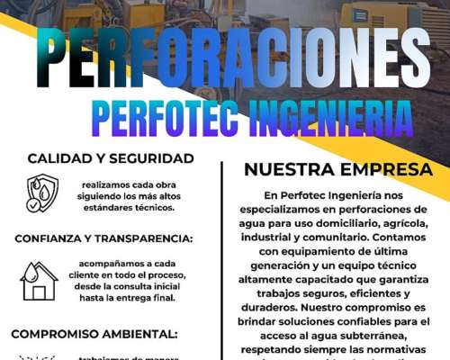 Perforaciones de Pozos de Agua Profundos Llave en Mano