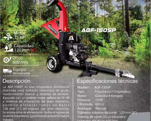 Chipeadora Trituradora de Madera 15hp -agrotec-
