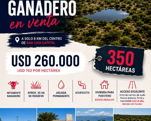 Excelente Campo Ganadero a 8 KMS del Centro de San Luis