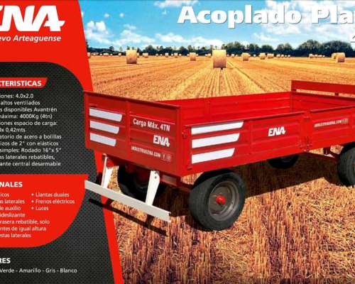 Acoplado Playo 4 TN Barandas Laterales Volcables 4X2 Mts