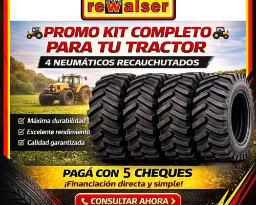 Promo Kit 4 Neumáticos Recauchutados para TU Tractor