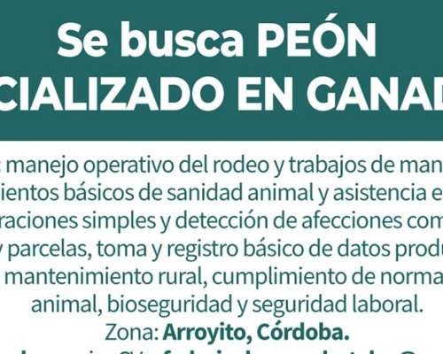 Peon para Ganaderia Cria.