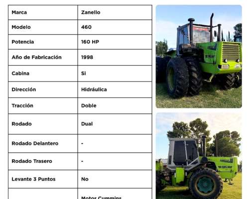 Zanello 460 / año 1998 / 160hp / Motor Cummins