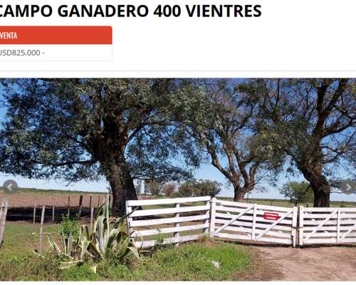 Campo Ganadero con Infraestructura en Gdor Crespo, Santa FE