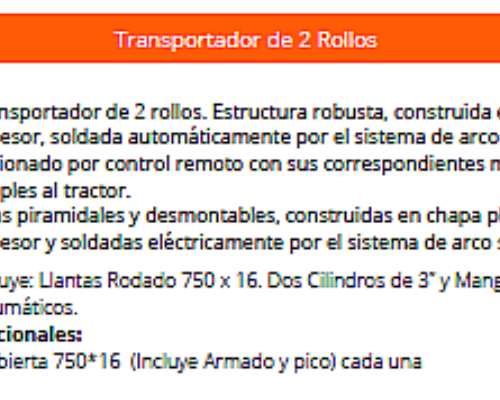 Transportador de 2 Rollos Agromec (tr2)