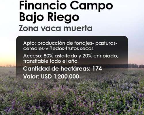 Vendo Campo Bajo Riego PTO X Hacienda