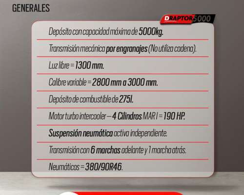 Fertilizadora Autopropulsada Draptor 5000 Litros