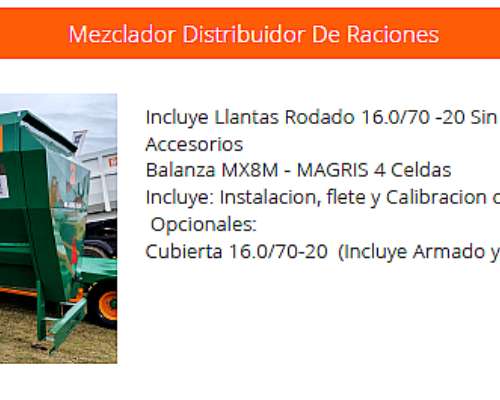 Mezclador Distribuidor de Raciones MD 95 y 100 Agromec
