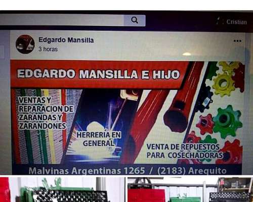 Edgardo Mansilla Ventas y Reparaciones de Zarandas y Zarando