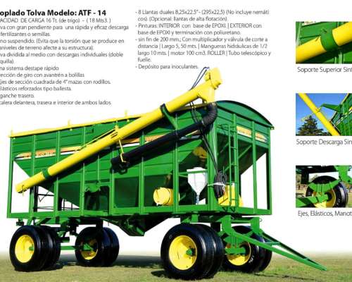 Acoplado Tolva Semillas y Fertilizantes 14tn. Soja, 16 Trigo