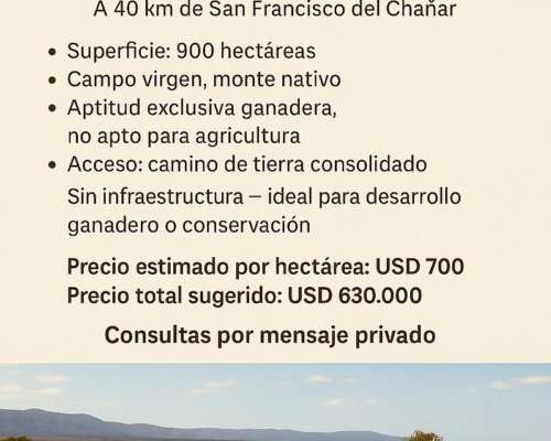 Campo Ganadero Virgen – 900 Hectáreas – Sobremonte