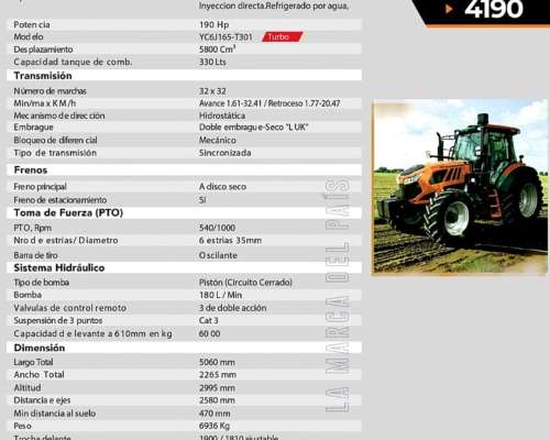 Tractor Zanello 4190 Centro Cerrado - 190 HP -línea IA