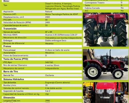 Tractor Chery RK454 45hp 4X4