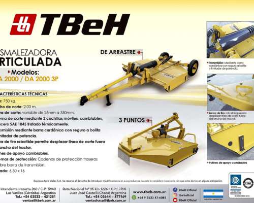 Desmalezadora DA 2000 3 Puntos Tbeh Nuevo.