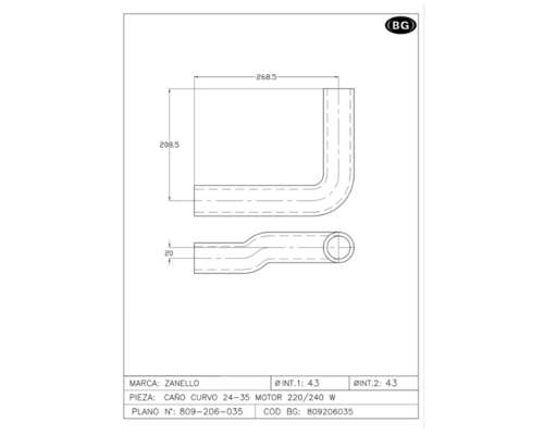 Caño de Radiador Superior W-220 Zanello Motor 220/240