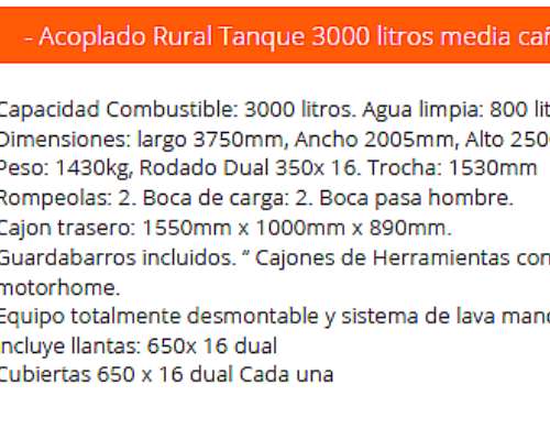 Acoplado Rural Tanque 3000 Litros Media Caña Agromec