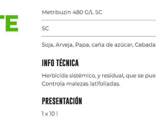 Herbicida Metirbute - Metribuzin 480 G/L SC