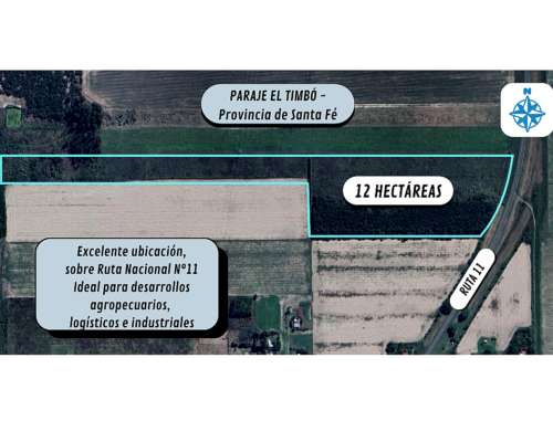 Predio de 12 Hectáreas S/ RN 11 - Paraje el Timbó (sta FE)