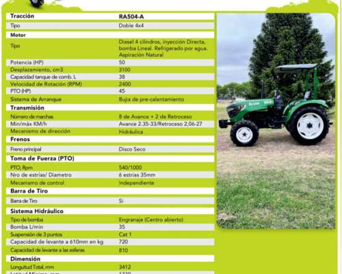 Tractor Chery RA504 58hp 4X4