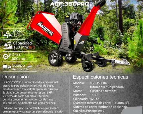 Chipeadora / Trituradora 15hp -agrotec-