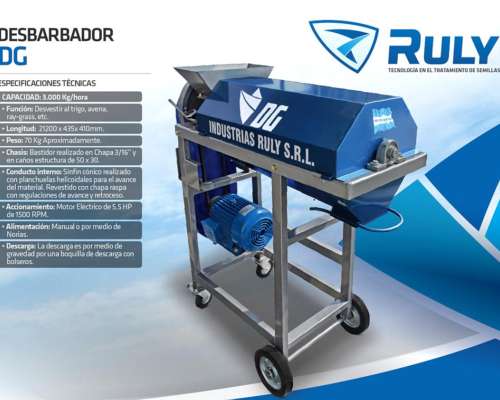 Desbarbadora Desaristadora Ruly DG, Usada, Motor Trifasico