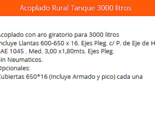 Acoplado Rural Tanque 3000 Litros Agromec