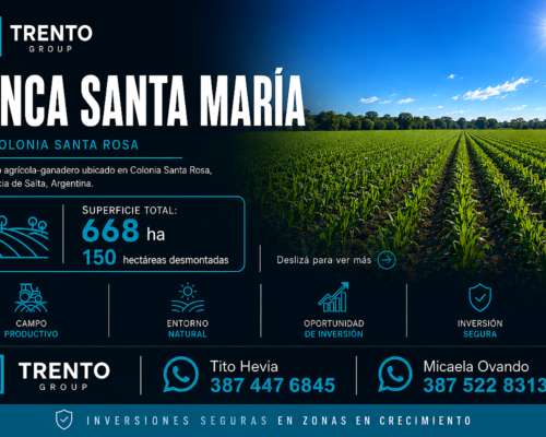 1005 Hectáreas en la Colonia Santa Rosa Salta