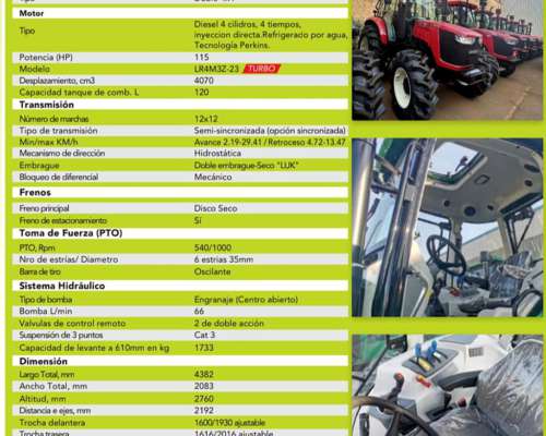 Tractor Chery RC1104 115hp Cabinado