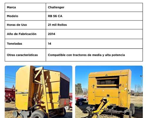 Rotoenfardadora Challenger Rb56ca – año 2014 – 21.000 Rollos
